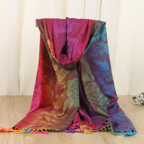 colorful pattern decoration new fashion tassel jacquard scarf