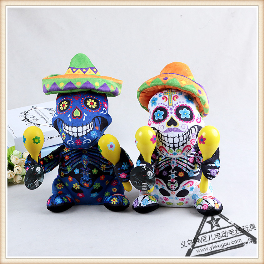 卡通游戏动漫毛绒玩具骷髅头公仔万圣节玩偶