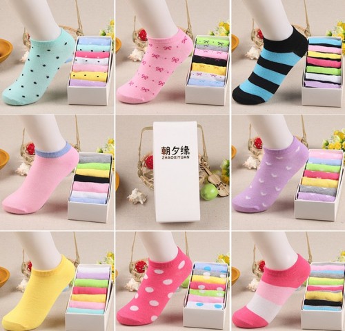 boxed fashion sweet women‘s low-cut liners socks breathable deodorant female socks