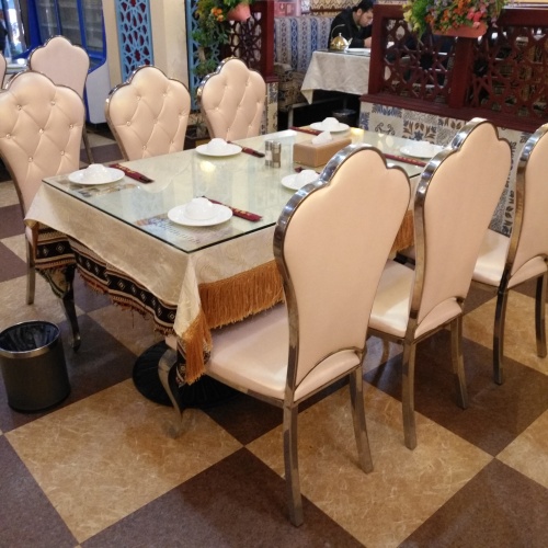 Nanjing Foreign Trade stainless Steel Dining Chair Metal European-Style Box Chair Foreign Restaurant Stainless Steel Table and Chair