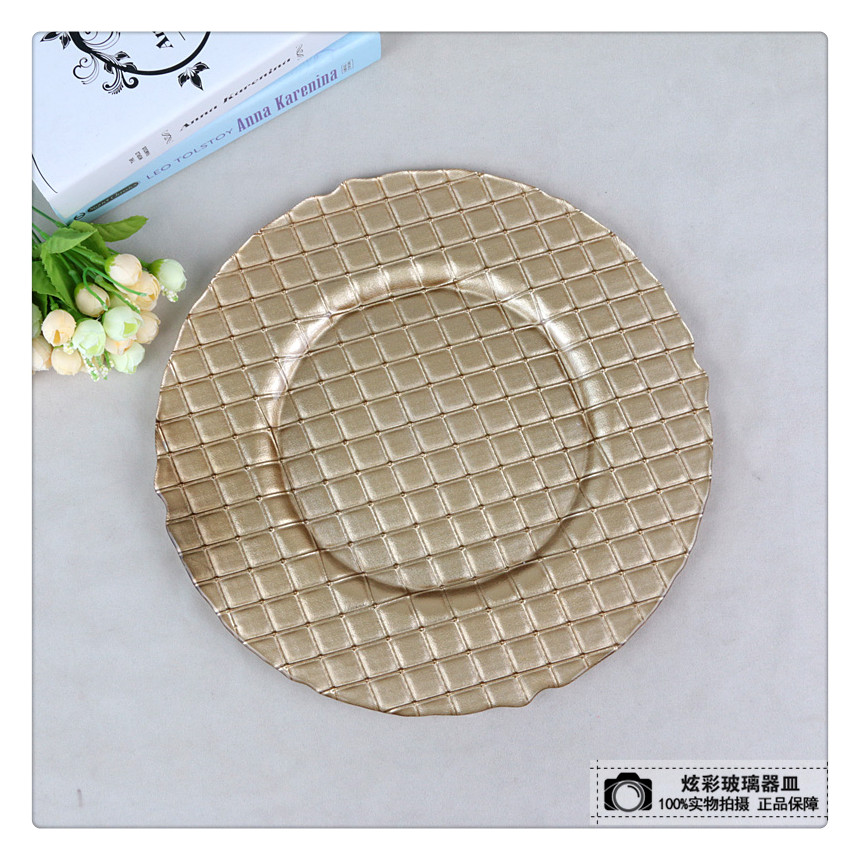 高档婚庆餐具碟盘 创意玻璃碟盘 酒店装饰摆件