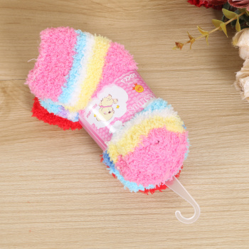 子冬季加厚保暖珊瑚绒睡眠袜儿童地板袜毛巾袜