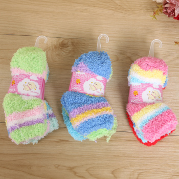 子冬季加厚保暖珊瑚绒睡眠袜儿童地板袜毛巾袜