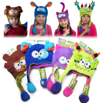 cartoon cap can moving warm ear hat infant knitted hat