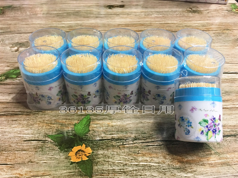 Toothpick wholesale can printing mixed color bamboo Toothpick with tray