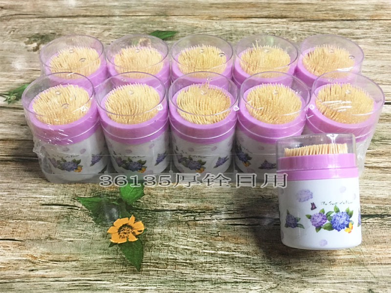 Toothpick wholesale can printing mixed color bamboo Toothpick with tray
