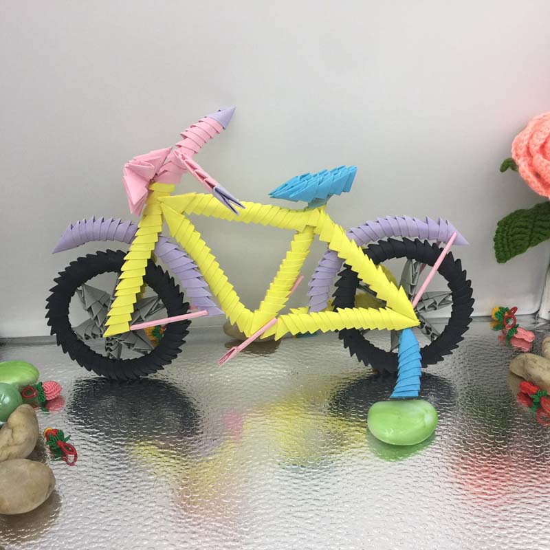 三角插手工折纸自行车材料包s013纸片尺寸3*5