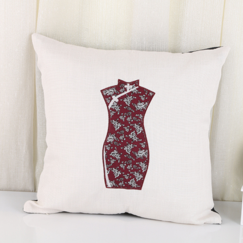 Stall Goods Cheongsam Series Affixed Cloth Embroidered Throw Pillow Cushion Cover Bedside and Sofa Pillow Cover