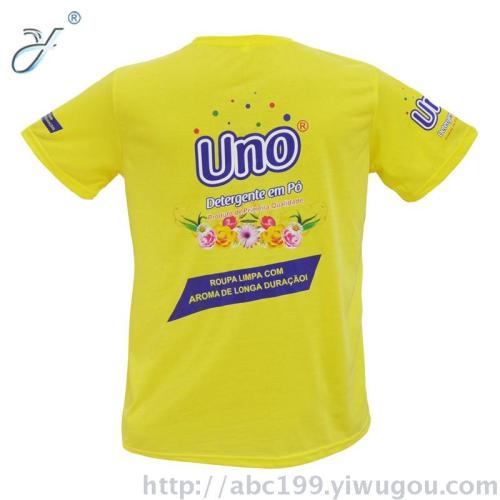 manufacturer gift advertising shirt casual cotton printed logo yellow t-shirt customization