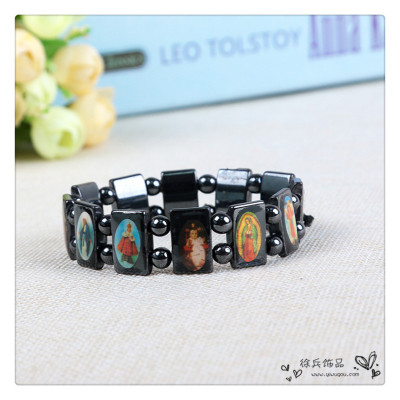 There is no black gallstone gallstone iron magnet magnet Christian manual bead bracelet clip drop of oil