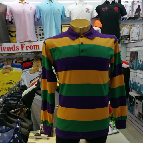 Factory Wholesale Custom Holiday Clothing Polyester Cotton Horizontal Stripe Polo Shirt Long Short Sleeve