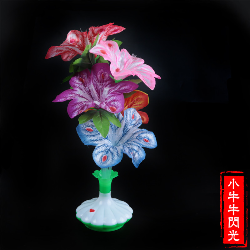 发光花仿真玫瑰光纤花情人节礼品喜庆花艺制品七彩变色花灯