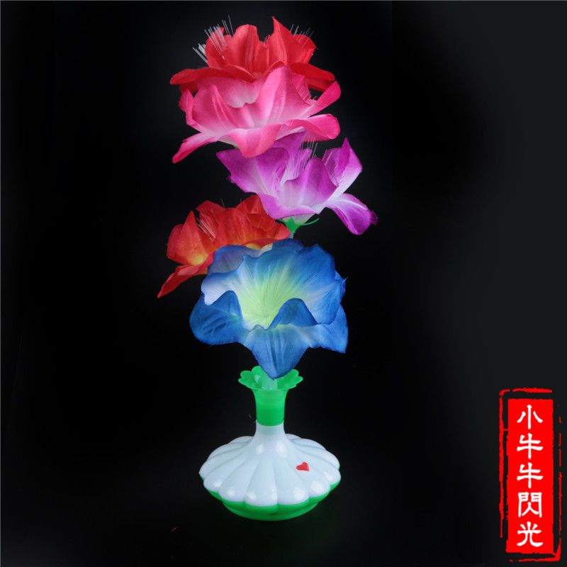 发光玫瑰花仿真花光纤花灯创意情人节礼物摆件闪光电子玩具夜灯