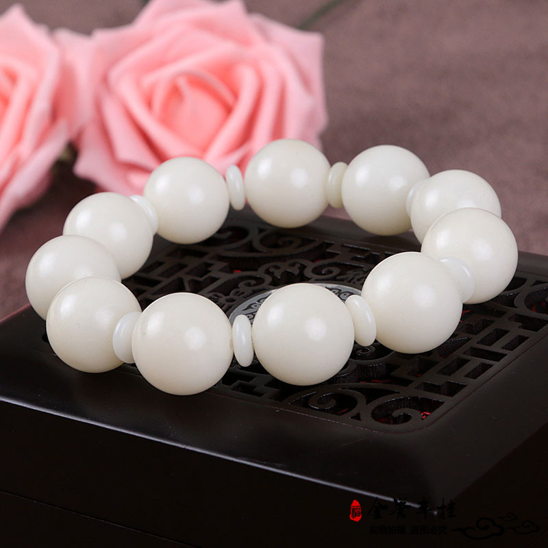 白玉菩提根高密顺白圆珠素珠佛珠菩提子手串