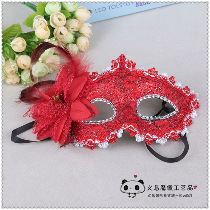 圣诞节美女侧边加花面具化妆闪光假面面具_ 义