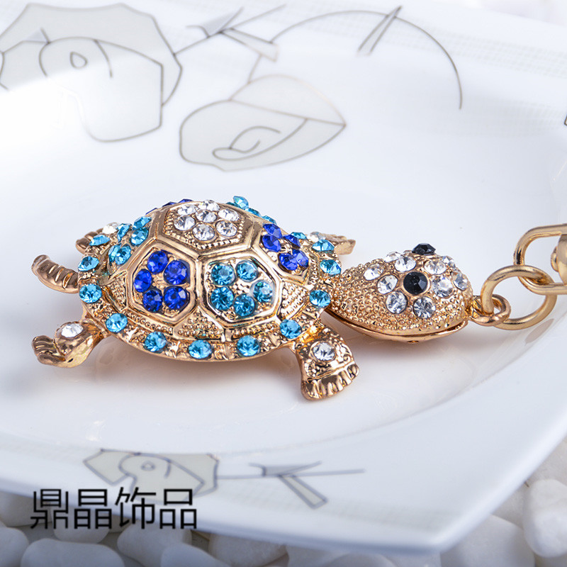 萌萌乌龟造型 水钻金属创意动漫男女礼品 汽车钥匙扣挂件