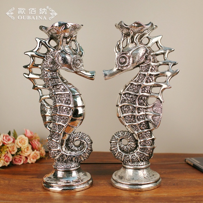 欧式家居装饰品 海马烛台客厅摆件树脂工艺品结婚创意礼品_《欧佰钠》9525门市_义乌国际商贸城一区_义乌购