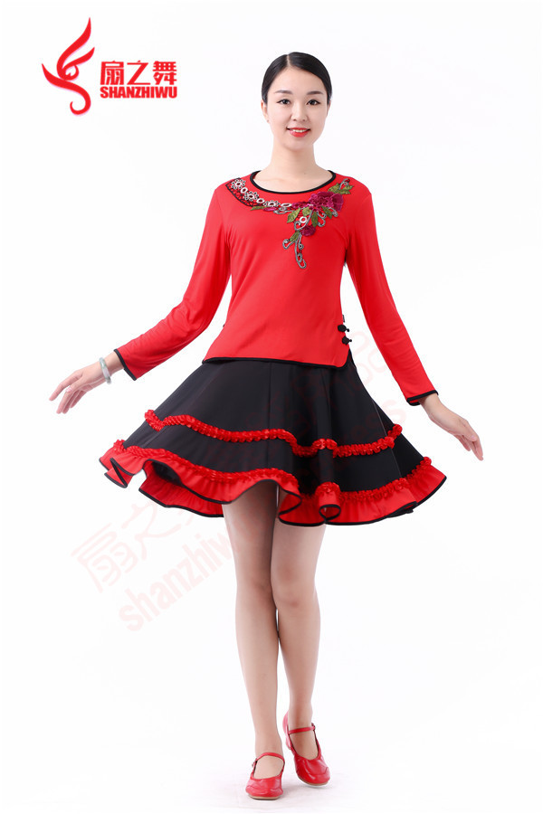 2017春夏新款广场舞套装时尚舞蹈健身服装表