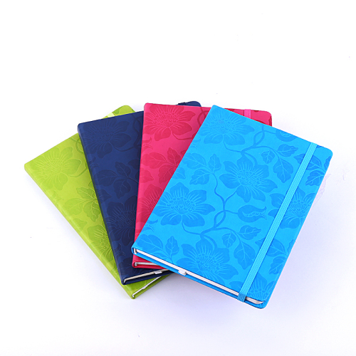 pu leather embossed rounded strap notebook
