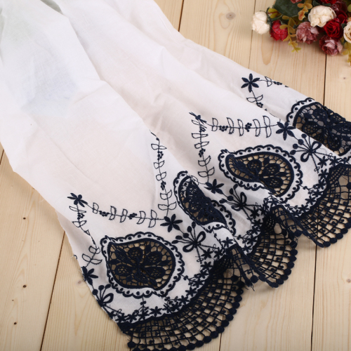 hualing lace white background blue hollow embroidered cotton cloth clothing accessories