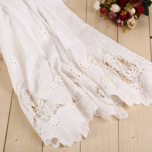 Hualing Lace White on White Background Hollow Embroidery Cotton Cloth Clothing Accessories