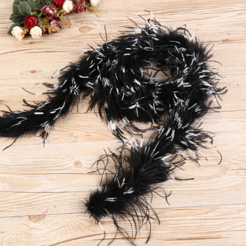 Black and White Two-Color Ostrich Feather Strip Handmade DIY Props