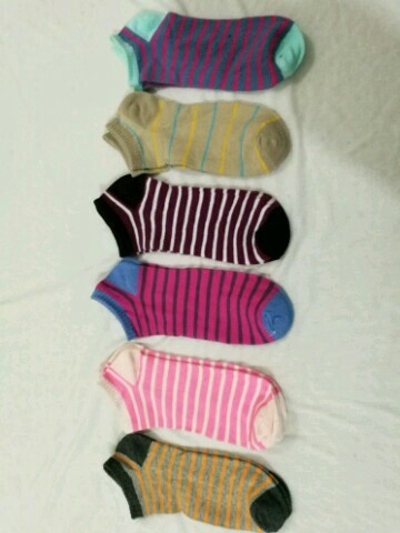 All Cotton Thin Strip Ankle Socks