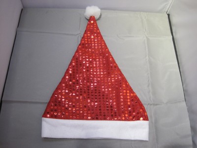 Brightly-lit Christmas hat beaded Christmas hat decorations.