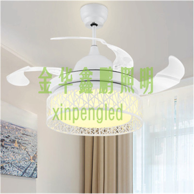 Round ceiling fan ceiling fan LED home creative light