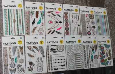 Color. Gold and silver tattoo stickers, tattoo necklace, the most popular tattoo, decorative tattoos (waterproof)