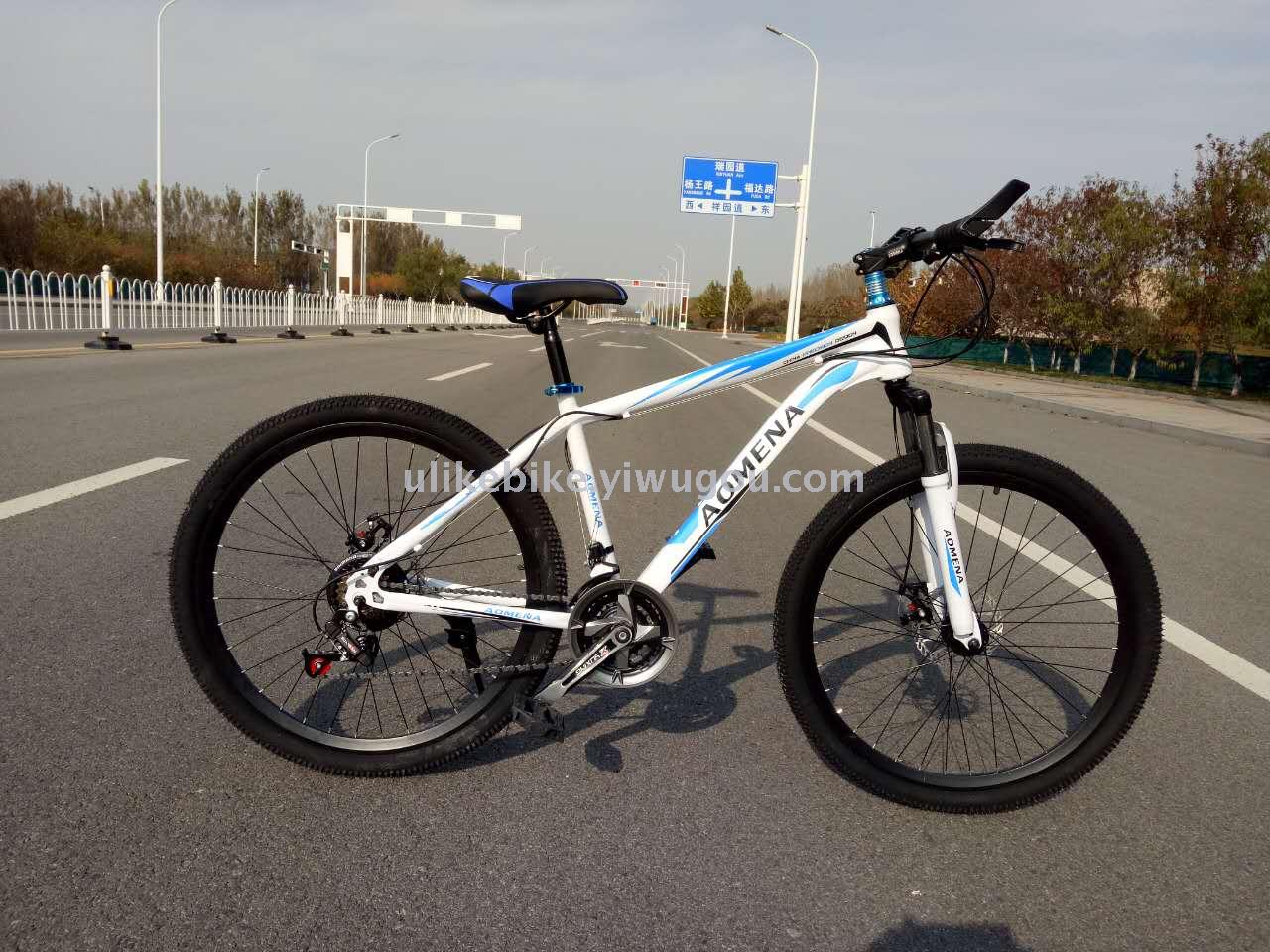 dark blue mountain bike