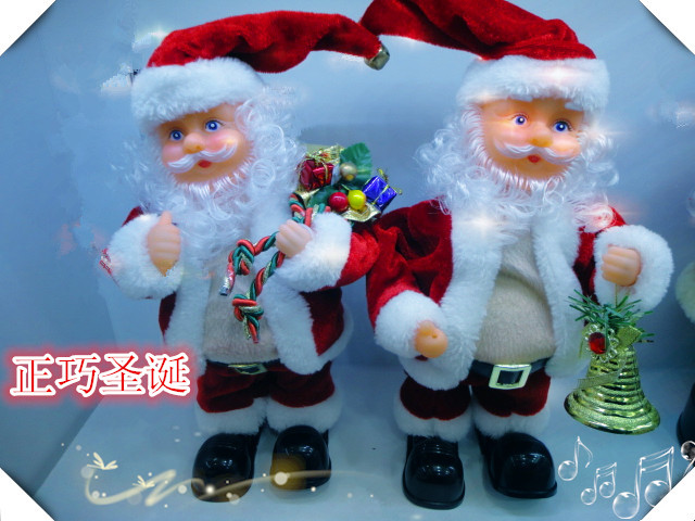 9123 12寸圣诞电动甩帽老人 圣诞礼品装饰品