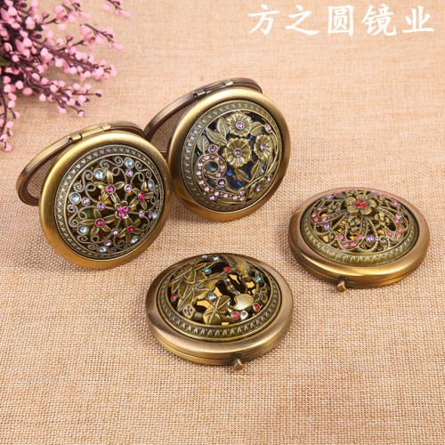 factory direct sales hollow mirror small mirror folding makeup mirror customized dressing mirror yiwu daily necessities wholesale