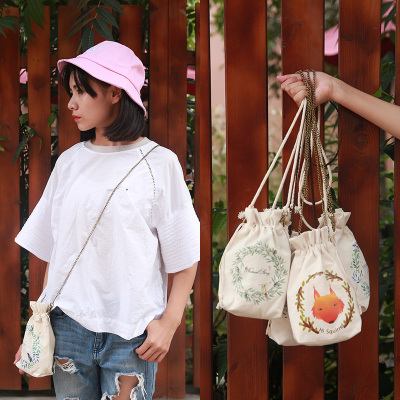 Cute mini bucket bag cotton drawstring satchel Mobile Phone Wallet