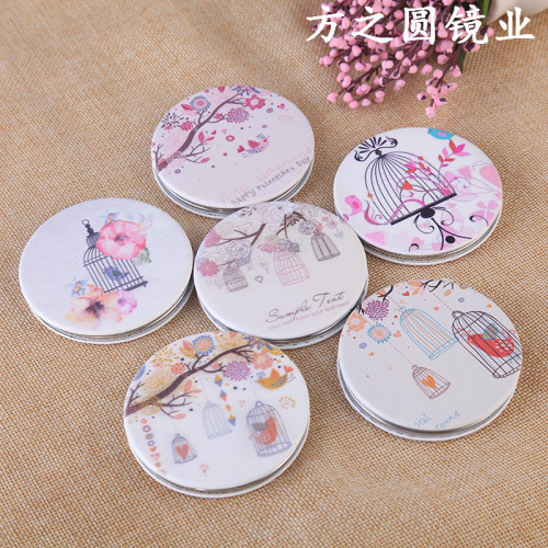 factory direct sales pu mirror portable small mirror in stock wholesale folding makeup mirror customized dressing mirror