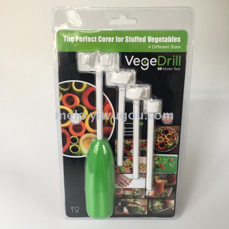 4pcs/set Vege Drill Vegetable Spiral Cutter Spiralizer Digging Device Corer  Device For Stuffed Vegetables Kitchen Accessories