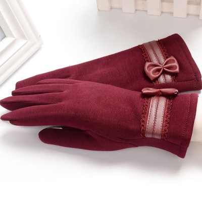Ms. Browne bow does not fall cashmere gloves 5 color full leisure gloves
