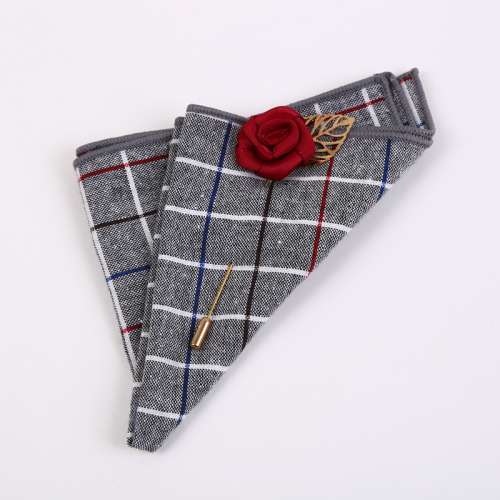 factory direct men‘s exquisite suit printed square scarf with rose brooch