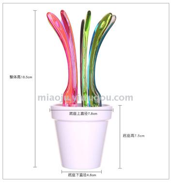 Flowerpot fruit fork combination set 9PCS