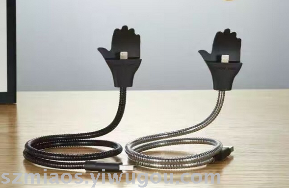 可弯曲金属软管手机支架充电数据线 I5 V8 TYP