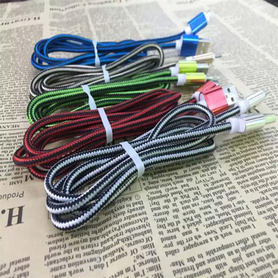 Nylon braided dual color Android phone charging line 1 m USB data cable.