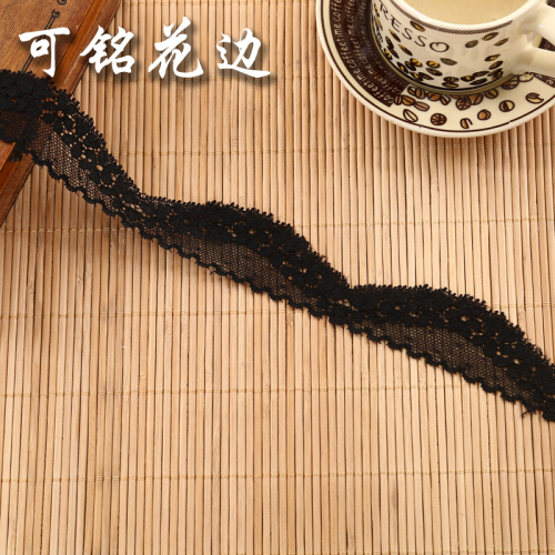 factory direct black translucent wave embroidery lace accessories