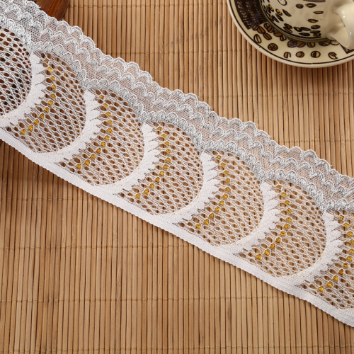 Factory Direct Sales Gold and Silver Color Mesh Wave Embroidery Lace Accessories