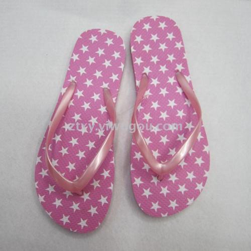 Supply Best-Selling Pink Five-Pointed Star Pattern Flip-Flops PE Non-Slip Flip-Flops Slippers