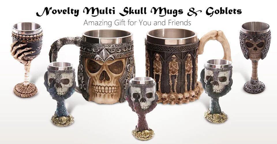 万圣节礼物3D树脂不锈钢鬼头杯 骷髅人脸立体马克杯