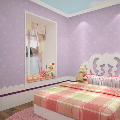 Wallpaper children's room bedroom boy warm cartoon cute girl non-woven wallpaper Mediterranean