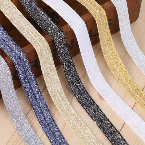 Factory Direct Sales 70 Color Bottom Gold and Silver Silk Woven Headdress Belt Elastic Bright Boud Edage Belt