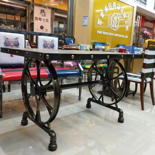 Yiwu Hotel Tables and Chairs Leisure Restaurant Tile Desktop Table Restaurant Iron Furniture Customization