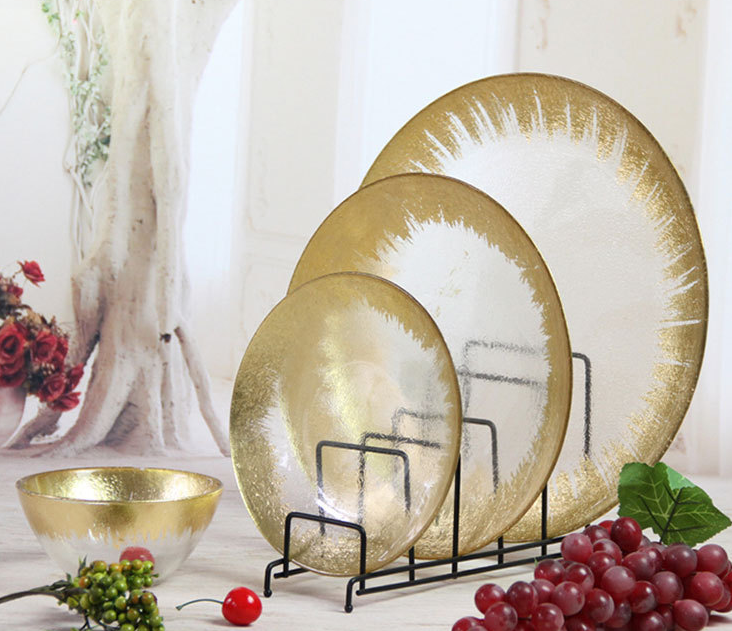 现货 现货 现货玻璃圆珠盘子 果盘 西餐婚庆主盘 干果盘