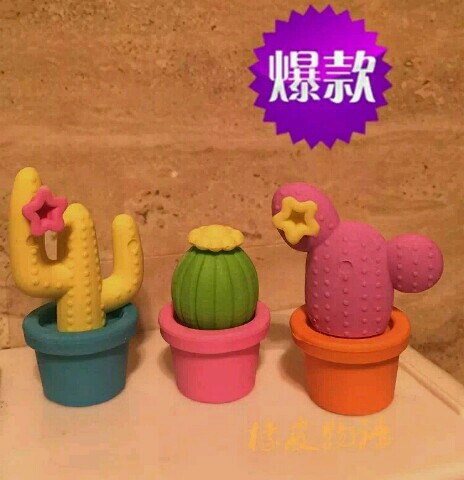 rubber Story Korean Creative Stationery Cute Cactus Flower Succulent Plants Pot Modeling Oak